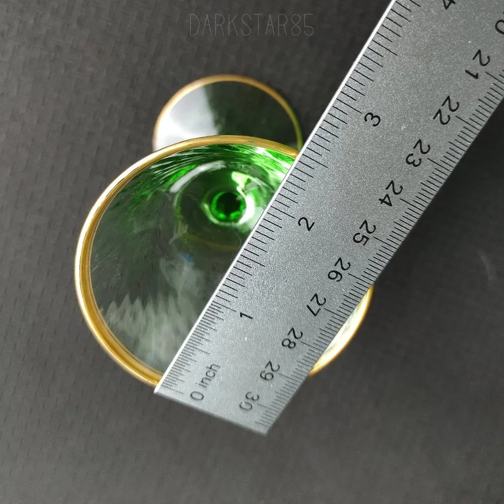 Pair of Vintage Green Gold-Trimmed Small Stemware Glasses - Picture 8 of 8